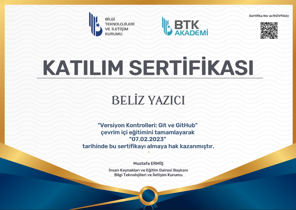 Version Control Certificate